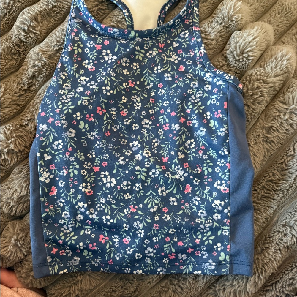 OshKosh B'gosh Floral Navy Kids Tank Top